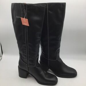 Zodiac Womens Cindy Black Wide Calf Knee High Boots Block Heel Size 11 NEW